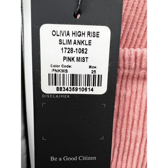 Citizens of Humanity Olivia High Rise Slim Ankle Skinny Jeans Pink Mist‎ 25 New - Picture 13 of 16